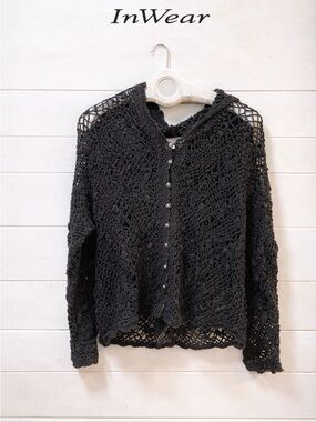 INWEAR Black Crochet Cardigan Size S